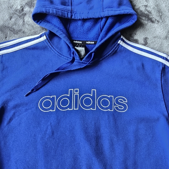 Adidas Men's Essential 3 Stripe Pullover Hoodie, Color: Blue, Size: M - Picture 3 of 9
